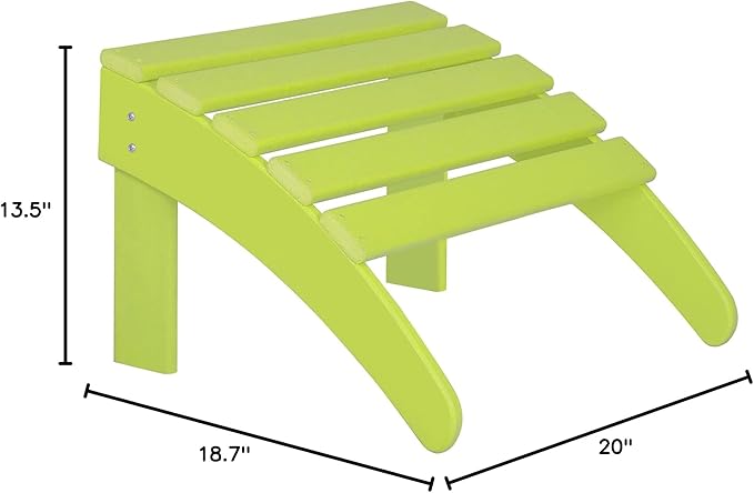 WO Home Furniture Adirondack Ottoman Outdoor Patio Footrest 13.5" Inch Folding Footstool for Outdoor Adirondack Chair (Bright Lime Green)