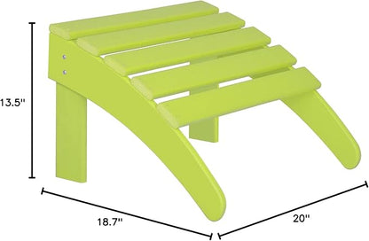 WO Home Furniture Adirondack Ottoman Outdoor Patio Footrest 13.5" Inch Folding Footstool for Outdoor Adirondack Chair (Bright Lime Green)