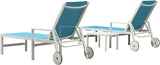 PURPLE LEAF Lounge Chair Outdoor Set 2 Pieces White Aluminum Chaise Lounge with Armrest and Wheels for Pool Deck Patio - Photo 9