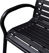 Black WPC Steel Garden Bench 116 cm Wide Outdoor Seating for Patio and Balcony Durable Comfortable Furniture with - Photo 5