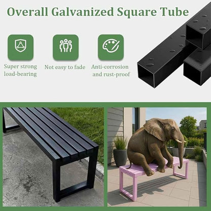 Patio Benches for Outdoors Metal Garden Bench 39" 47" 59" 71" Porch Furniture 2-4 Seating Without Backrest Weatherproof for Park Lawn Garden Yard Tennis Court Seater Chair(Orange,3.3ft)