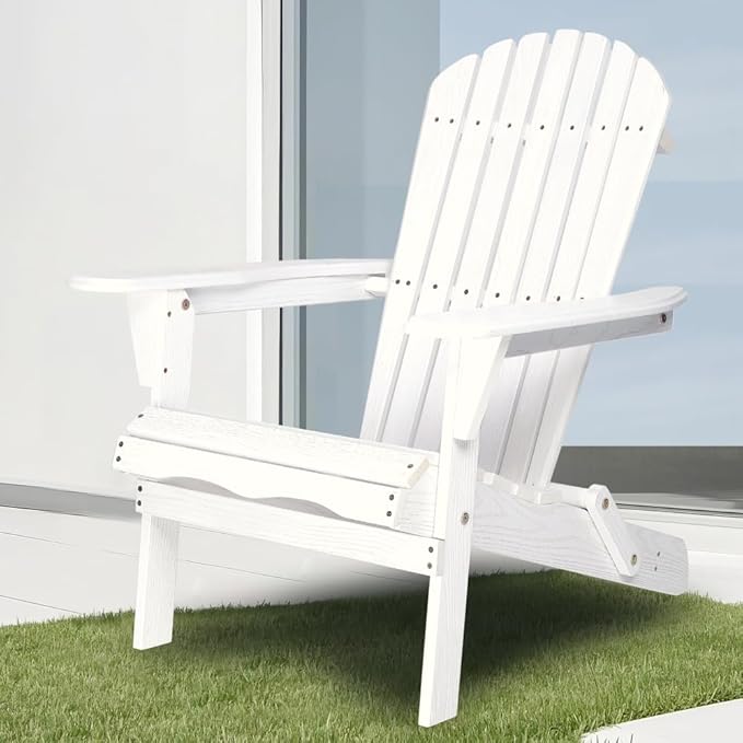Solid Cedar Wood Folding Adirondack Chair Set of 2 – Outdoor Lounge Patio Chairs for Garden, Lawn, Backyard, Deck – Durable & Comfortable (Embossed Adirondack Chair-1)