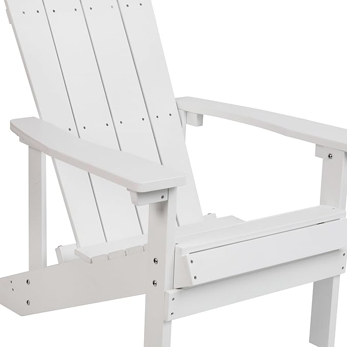 Flash Furniture Charlestown Poly Resin Adirondack Chair - White - All Weather - Indoor/Outdoor - Set of 2