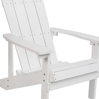 Flash Furniture Charlestown Poly Resin Adirondack Chair - White - All Weather - Indoor/Outdoor - Set of 2
