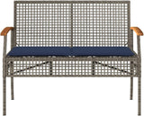 Modern Outdoor Garden Bench with Cushion, Weather-Resistant Poly Rattan and Steel Frame for Patio Terrace Seating - Photo 4