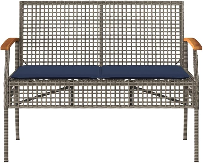 Garden Bench Grey, Brown, Navy Blue Backyard Furniture Outdoor Bench Backyard Bench Outdoor Seating for Yard Outdoor Courtyard Deck