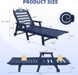Mdeam 6-Position Lounge Chair Outdoor, 22" W Oversized Sun Tanning Chair, 500LBS Capacity - Photo 3