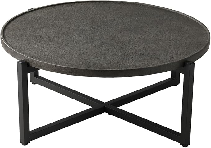 COSIEST Small Round Outdoor Coffee Table Dark Grey - Photo 4