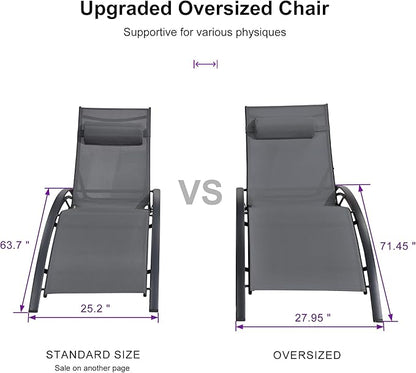 PURPLE LEAF Patio Oversized Chaise Lounge Chair Set with Side Table Pool Adjustable Recliner Chairs for Outside Beach Outdoor Sunbathing Tanning Poolside Loungers