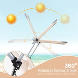 Giantex Outdoor Folding Chaise Lounge, Portable Tanning Chair with 5 Adjustable Positions, 360°Rotatable Canopy Shade - Photo 7