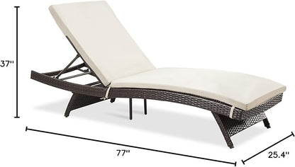 Pamapic Patio Chaise Lounge Set 1 Piece, Patio Lounge Chair with Adjustable Backrest and Removable Cushion, Outdoor Pool Lounge Chair Set for Patio Poolside Backyard Porch