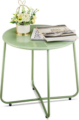 VINGLI Patio Small Side Table, Waterproof Round Metal Steel Outdoor Side Table End Table for Garden Balcony Porch and - Photo 1