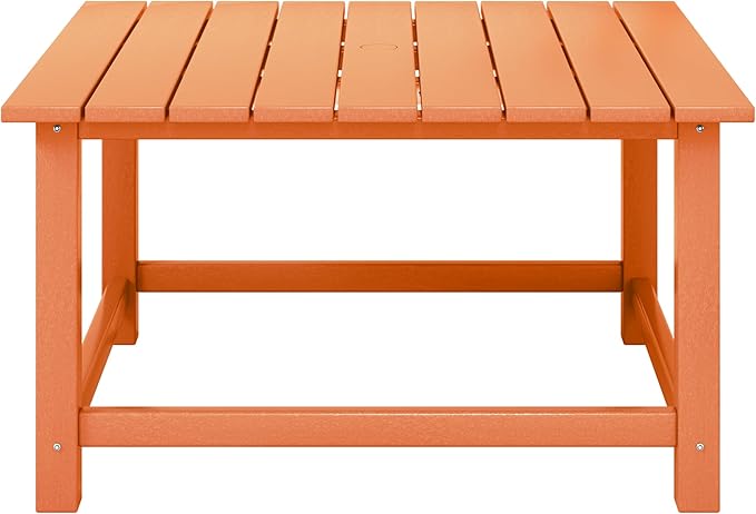 WestinTrends Malibu Low Outdoor HDPE Square Patio Coffee Table, Orange - Photo 3