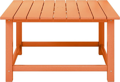WestinTrends Malibu Low Outdoor HDPE Square Patio Coffee Table, Orange
