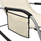 Sun Lounger Textilene Cream Gray 58.7x24.4x34.6 in Steel Frame Pool Lounge Chair Outdoor Adjustable Backrest Side Bag - Photo 6