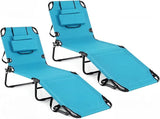 Tangkula Beach Lounge Chair, Folding Sunbathing Recliner with Face Hole - Photo 1