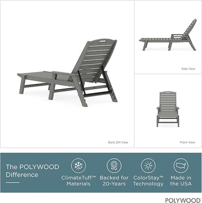POLYWOOD NCC2280GY Nautical Arms Chaise, Slate Grey