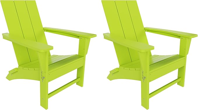 WestinTrends Ashore Modern Outdoor Folding Adirondack Chair (Set of 2), Lime