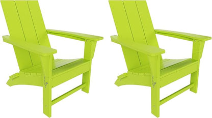 WestinTrends Ashore Modern Outdoor Folding Adirondack Chair (Set of 2), Lime
