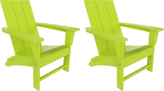 WestinTrends Ashore Modern Outdoor Folding Adirondack Chair (Set of 2), Lime