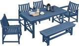 HDPE Outdoor Dining Set of 6, Patio Dining Table Set with 4 Chairs and 1 Bench - Photo 1
