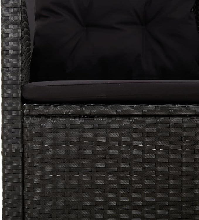 Garden Bench Deck Bench Reclining Patio Bench with Cushions Black 68.1" Poly Rattan - Photo 8