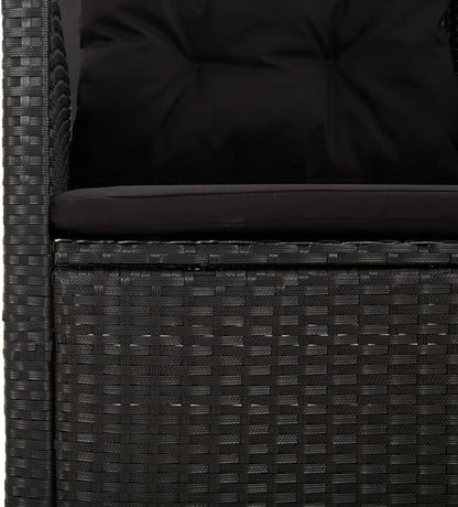 Garden Bench Deck Bench Reclining Patio Bench with Cushions Black 68.1" Poly Rattan