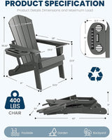FOOWIN Folding Adirondack Chair Set of 8, HDPE Adirondack Chairs with Cup Holder - Photo 2
