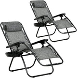Dkeli Zero Gravity Chair Patio Chair Lounge Chair Chaise 2 Pack Outdoor Folding Adjustable Recliner Chair with Cup - Photo 1