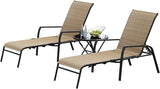 Devoko Patio Chaise Lounges Sets Outdoor Lounge Chairs with Adjustable Backrest & Sturdy Glass Top Coffee Table - Photo 2