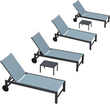 PURPLE LEAF Patio Lounge Chair Set for 4 Outdoor Chaise Lounge with Adjustable Backrest and Easy-to-Move Wheels - Photo 1