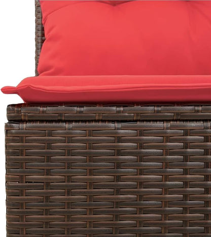 Outdoor Reclining Patio Sofa, Single Seat Wicker Rattan Chair with Adjustable Backrest, Comfortable Cushioned Garden Lounge Seat for Balcony, Porch, Backyard, Brown