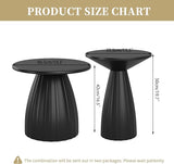 Round Metal Outdoor Patio Side Table Set of 2, Black Small Patio End Table, Steel Outdoor Accent Table for Garden, Pool - Photo 2