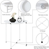 Garden 4 you End Table Metal Side Table White Round Folding Tray Cyan Sofa Small Accent Fold-able Table - Photo 7
