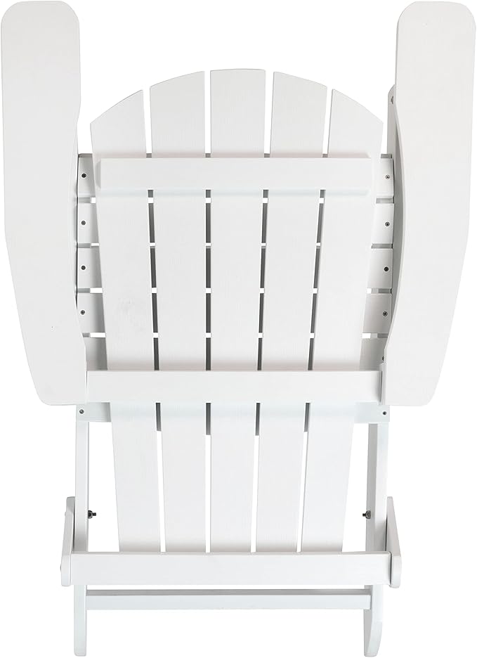 Flash Furniture Charlestown Folding Adirondack Chair - White - Poly Resin - Indoor/Outdoor - Weather Resistant - Set of 4