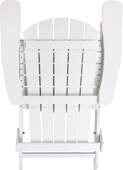 Flash Furniture Charlestown Folding Adirondack Chair - White - Poly Resin - Indoor/Outdoor - Weather Resistant - Set of 4