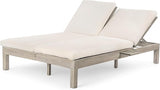 Outdoor Double Chaise Lounge with 5-Position Adjustable Backrest, Cushion and Folding Side Trays for 2 Person - Photo 6