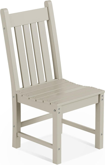 Costaelm Armless Outdoor Chair, Patio Adirondack Chair, HDPE Poly Lumber Waterproof Restaurant Bistro Kitchen Dining Chair for Outside Porch Backyard Garden, Sand