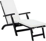 SAFAVIEH Outdoor Collection Palmdale Black Solid Wood/Beige Cushion Chaise Lounge Chair (PAT7015G) - Photo 4