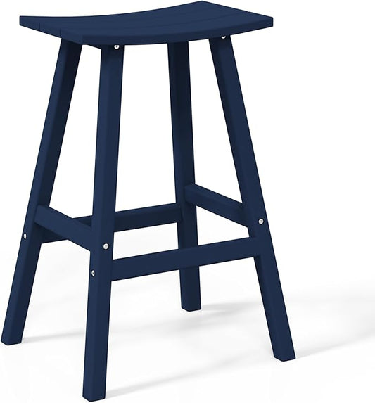 WestinTrends Malibu 29 Inch Outdoor Bar Stools, All Weather Resistant Poly Lumber Adirondack Bar Height Stools, Navy Blue