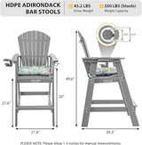 Sundale Outdoor Tall Adirondack Chairs Set of 2, 30 Inch Seat Height Patio Adirondack Bar Stools - Photo 3