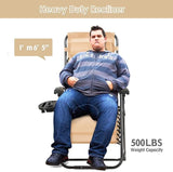 Goplus Oversized Zero Gravity Chair, XL-Extended Version, Outdoor Recliner w/Cup Holder & Detachable Headrest - Photo 4