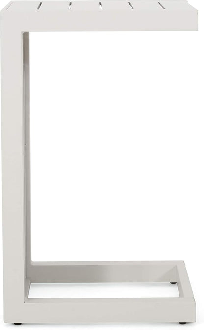 Christopher Knight Home Jesse Coral Outdoor Modern Aluminum C-Shaped End Table, White