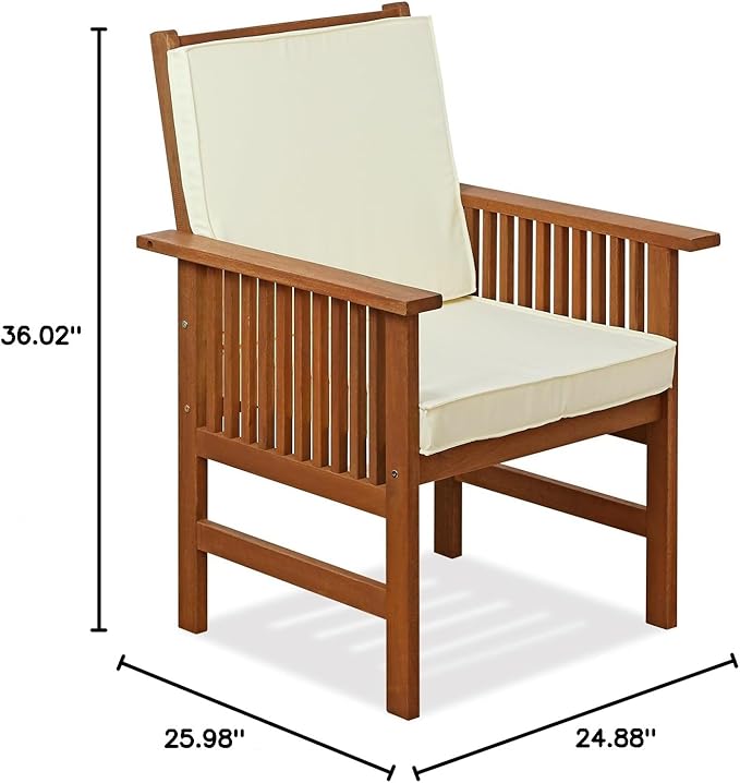 Furinno FG17318 Tioman Outdoor Hardwood Patio Furniture Armchair with Cushion Armchair with Cushion, 1 Arm Chair, Natural