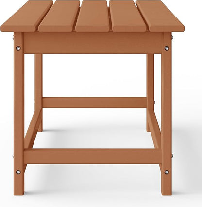 WestinTrends Malibu Outdoor Coffee Table, 35" x 17.5" All Weather Poly Lumber Patio Adirondack Coffee Table for Garden Lawn Porch Balcony, Teak