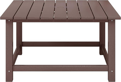 WestinTrends Malibu Low Outdoor HDPE Square Patio Coffee Table, Dark Brown
