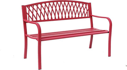 Hi-Line Gift Ltd. Passionate Red Reverie- Steel and Cast Iron Garden Bench