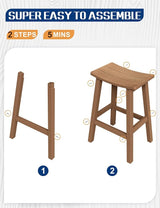 Weatherproof Bar Stools Set of 4, 28" Height Outdoor Bar Stools Holds up to 400 lbs, Saddle Seat - Photo 6