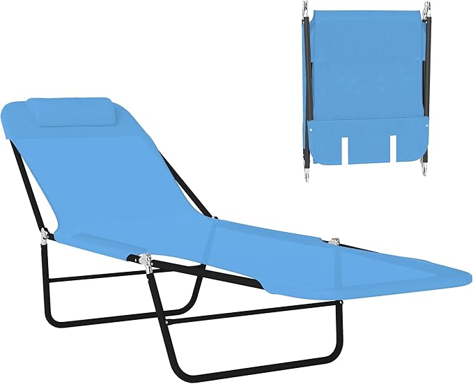 Outsunny Folding Chaise Lounge Chair, Pool Sun Tanning Chair, Outdoor Lounge Chair with Reclining Back - Photo 1