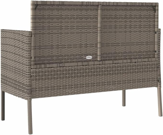 Garden Bench Deck Bench Patio Bench with Cushions Gray Poly Rattan
